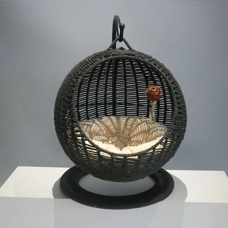 

Rattan Cat Nest Hanging Basket Summer Semi-closed Four Seasons Universal Removable and Washable Pet Supplies Cat Bed Pet Bed