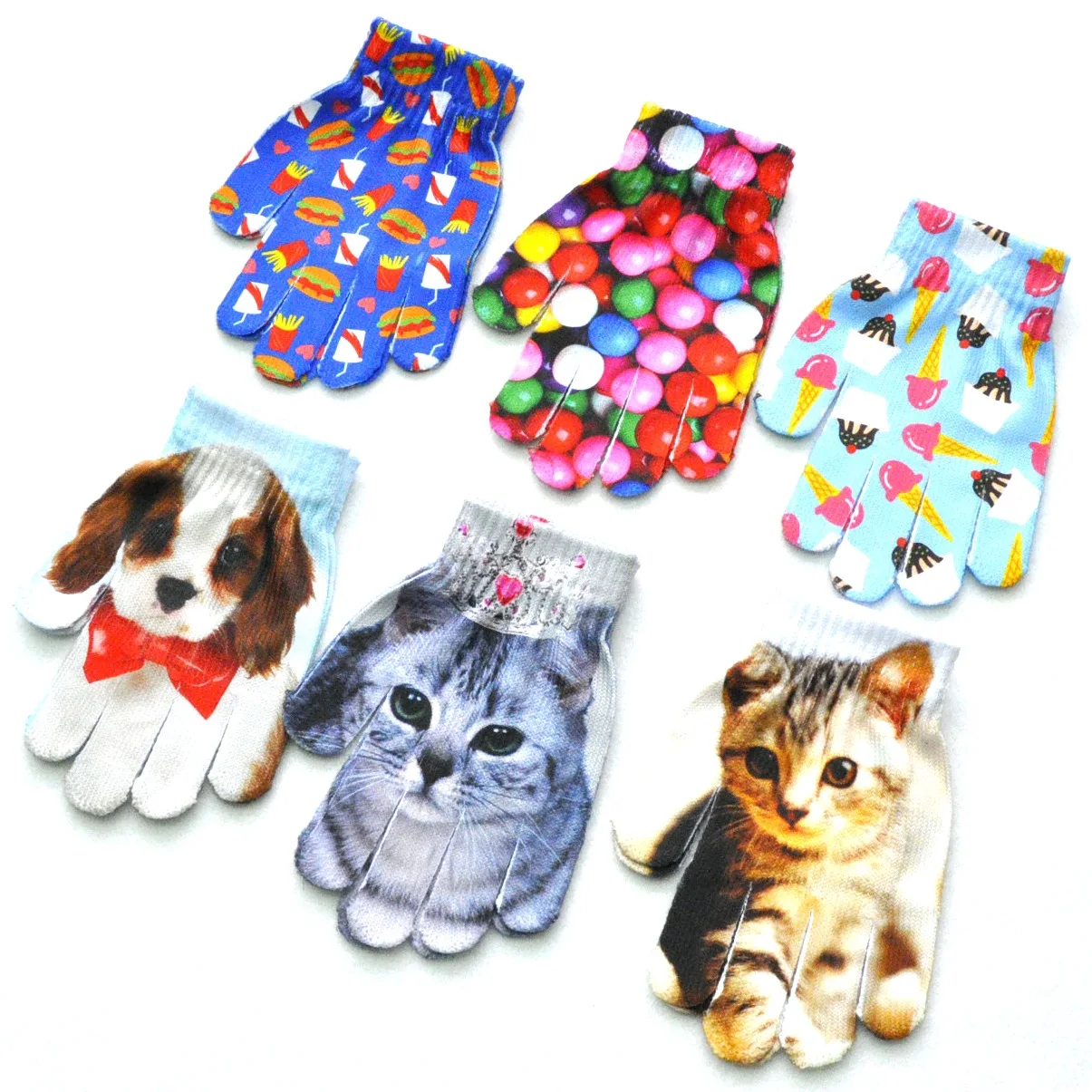 Children Gloves 5-11Y Kindergarten Student Winter Warm Baby 3D Puppy Cat Knitted Mittens Full Finger Gloves Knitting Kids