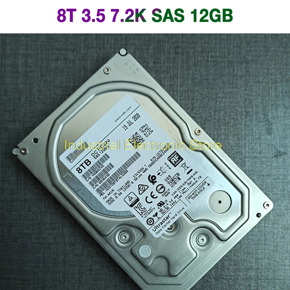 Per Wd Hc320 Hus728T8Tal5200 8T 3.5 7.2K Sas 12Gb Enterprise Hard Disk