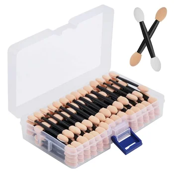 Wholesale 50/100/200pcs length factory eyeshadow sponge  eyeshadow disposable double-sided container brush applicators including 1