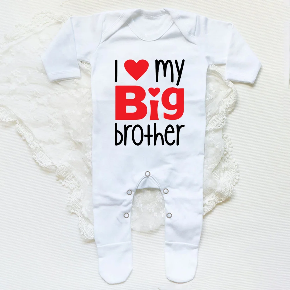 I Love My Littler / Big Brother Siblings Matching T-shirt & Baby Grow Pregnancy Annoucement Baby Shower Gift New Big brother 6