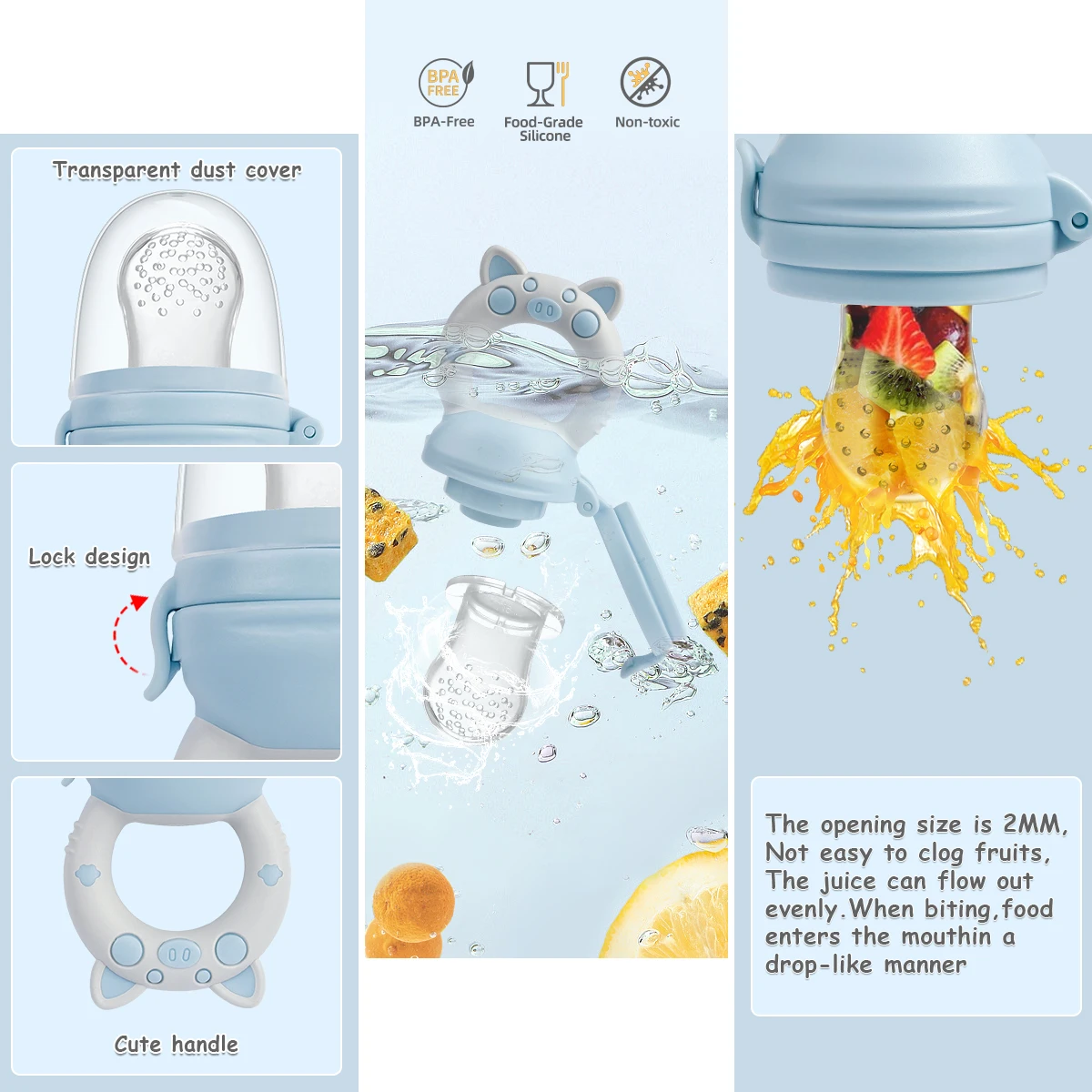 TYRY.HU 4pcs/set Silicone Fruit & Vegetable Feeder for Infants and Toddlers 6-36 months Food Grade Teething & Feeding Pacifier 2