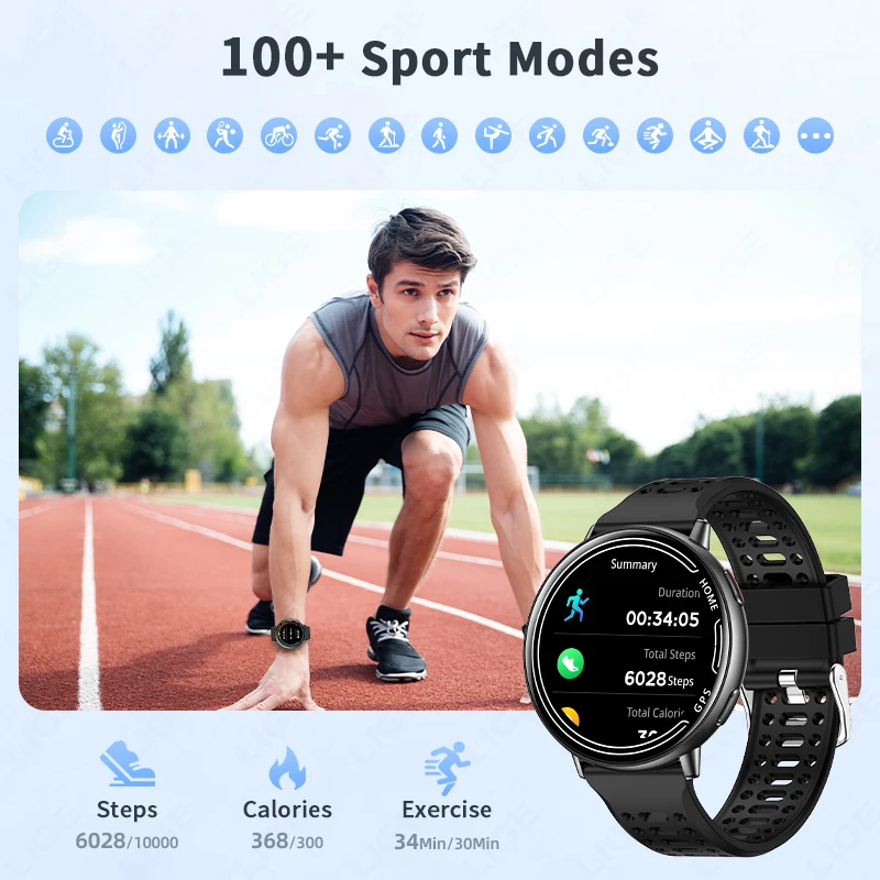LIGE 2026 For Android IOS GPS Smart Watch Men 1.39" HD Heart Rate Blood Oxygen Bluetooth Call IP68 Waterproof Women Smartwatch