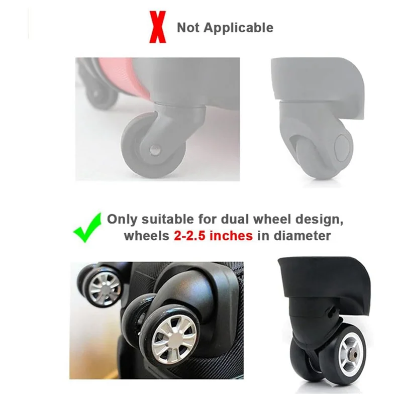 Luggage Wheel Cover Trolley Box Caster Cover Swivel Wheel Silent Noise Reduction Suitcase Caster Protective Black 1Set