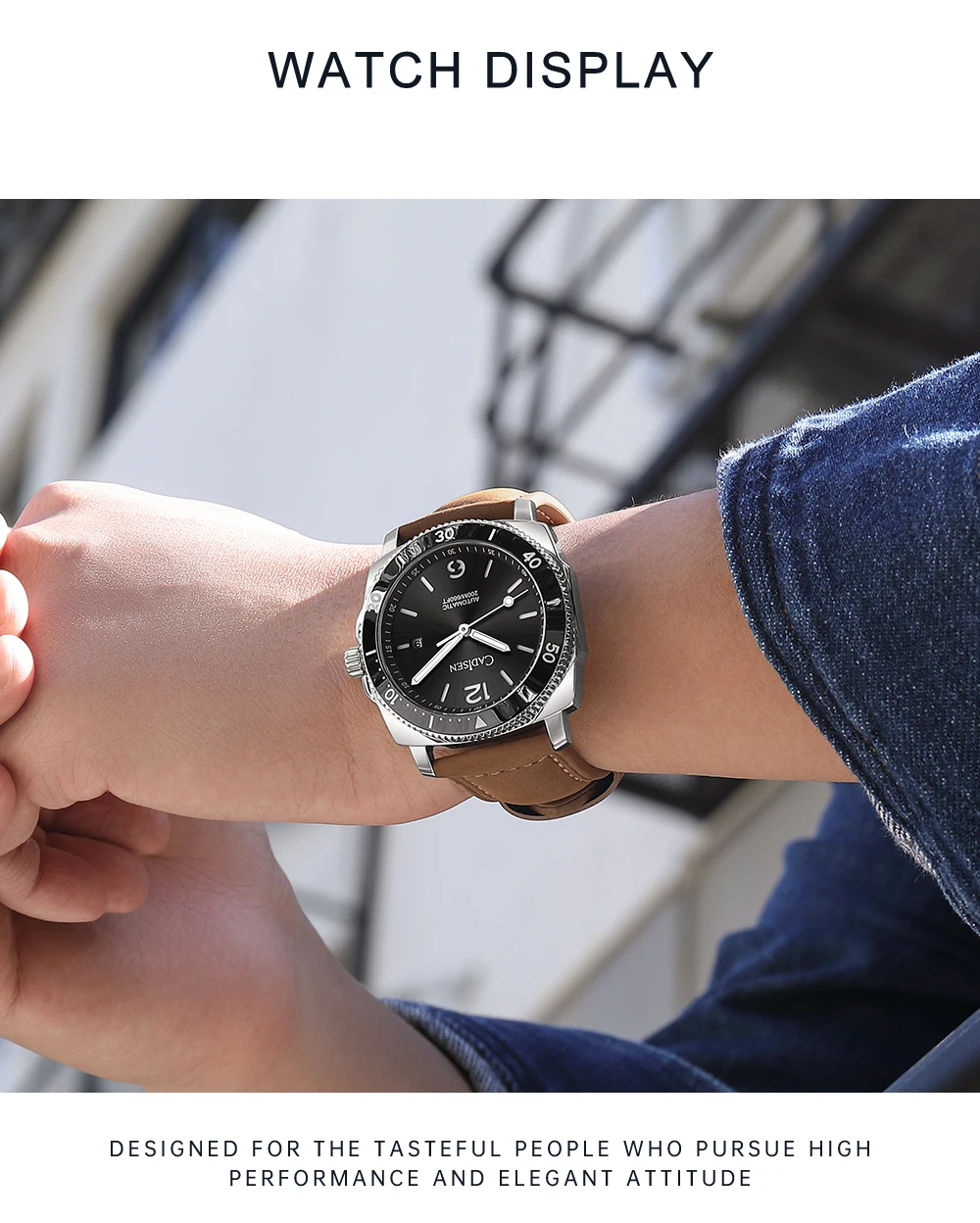 CADISEN Watch for Men Japan Miyota 8215 Movement Men Mechanical Wristwatches 20Bar Waterproof Diver Automatic Luxury Watch C8199