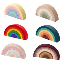 TYRY.HU New 6-10pcs Baby Silicone Building Block BPA Free Rainbow Soft Block 3D Educational Montessori Toys Baby Teether Gifts 1