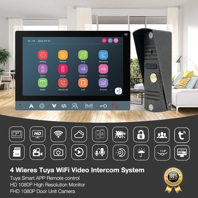 Hayway Tuya Home Intercom 1080P Wireless WIFI Doorbell Camera For Apartment Support one-key Unlock, Motion Detection Auto Record 2