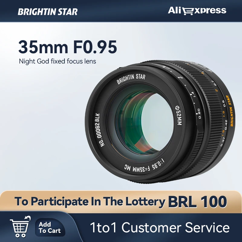 

Brightin Star 35mm F0.95 Large Aperture Mirrorless Camera Lens For Sony E Mount Fujifilm X Canon M Canon RF Nikon Z Camera