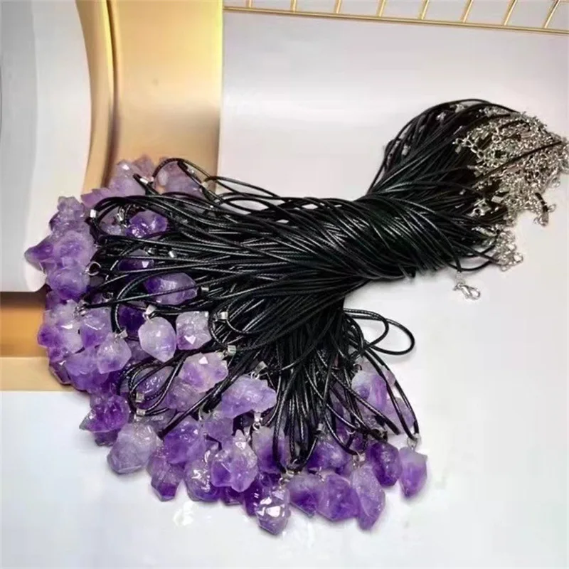 Natural Crystal Pendant Amethyst Rough Stone Necklace Wholesale