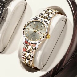 Luxury Women's Quartz Watch - Elegant Waterproof Design with Luminous Dial, Perfect Gift (Ms Gold J Grey)