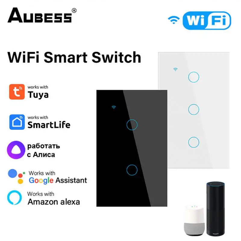 

Умный переключатель Wi-Fi US нужен нейтральный провод 1/2/3/4 Gang светильник Switch Tuya Smart Life APP Control Support Alexa Home