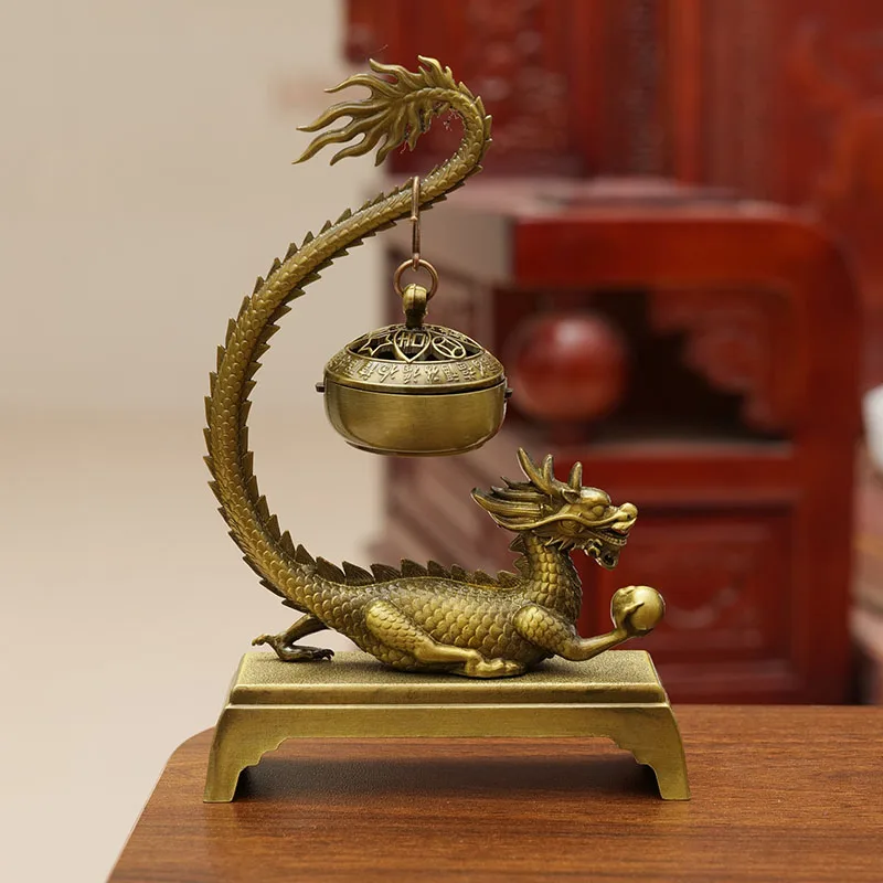 Creative Mini Aromatherapy Incense Burner, Home Indoor Zen Tea Ceremony Decoration Metal Dragon Shape Small Hanging Furnace, 1Pc