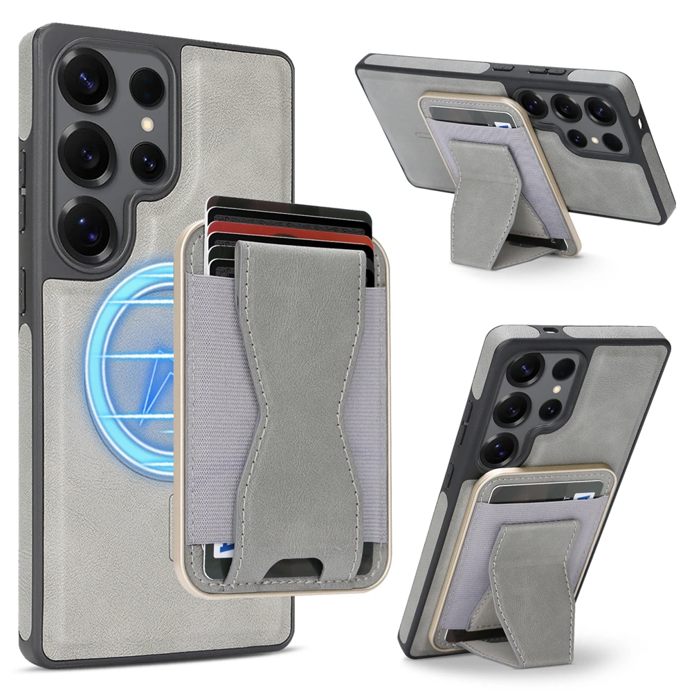 Leather Detachable Magnetic Card Slot Wallet Case with Magsafe Shockproof Cover