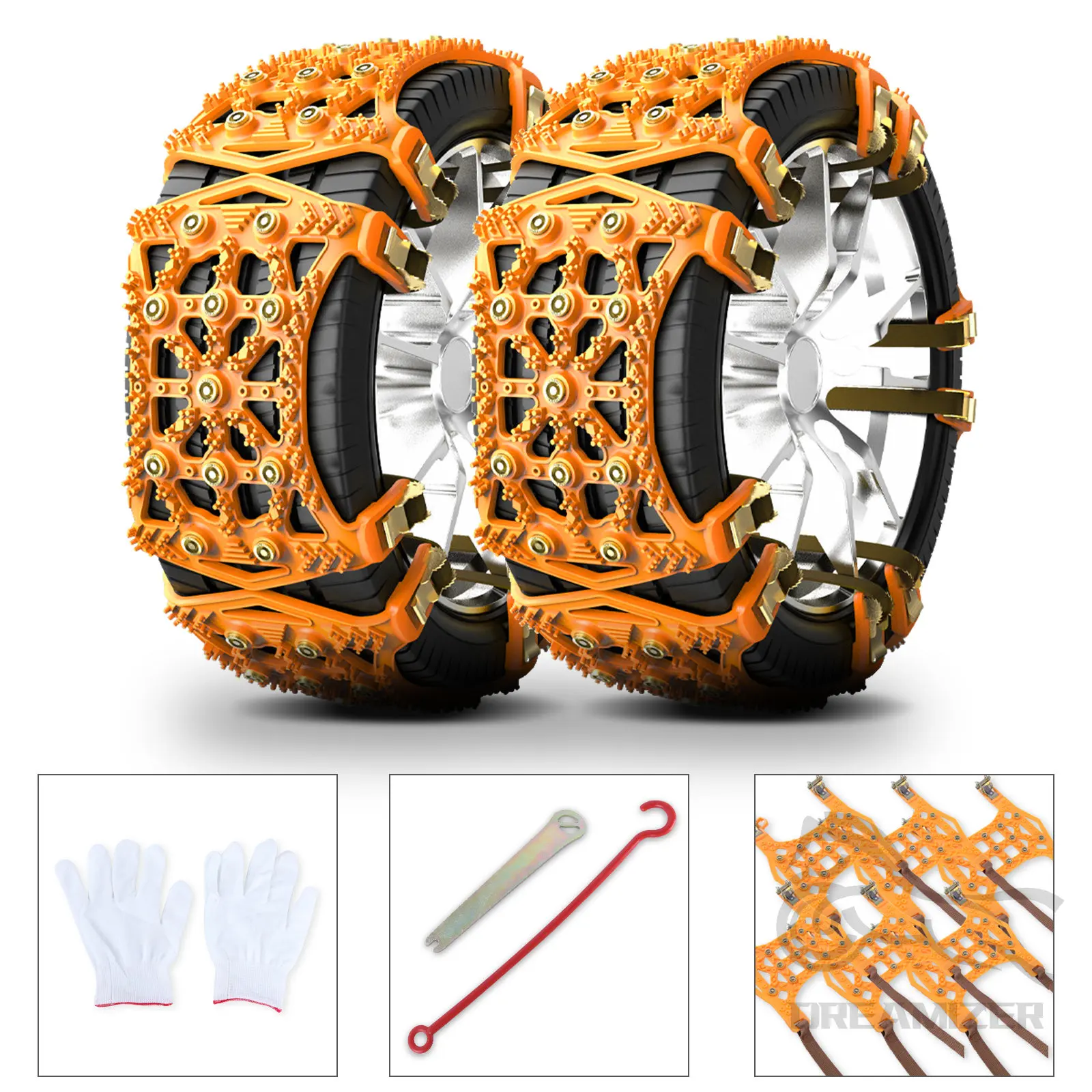 6pcs Car Anti-skid Snow Chain Griping Road Auto Winter Tire Wheels Mud Sand Tire Chain Strap Multi-Function Emergency