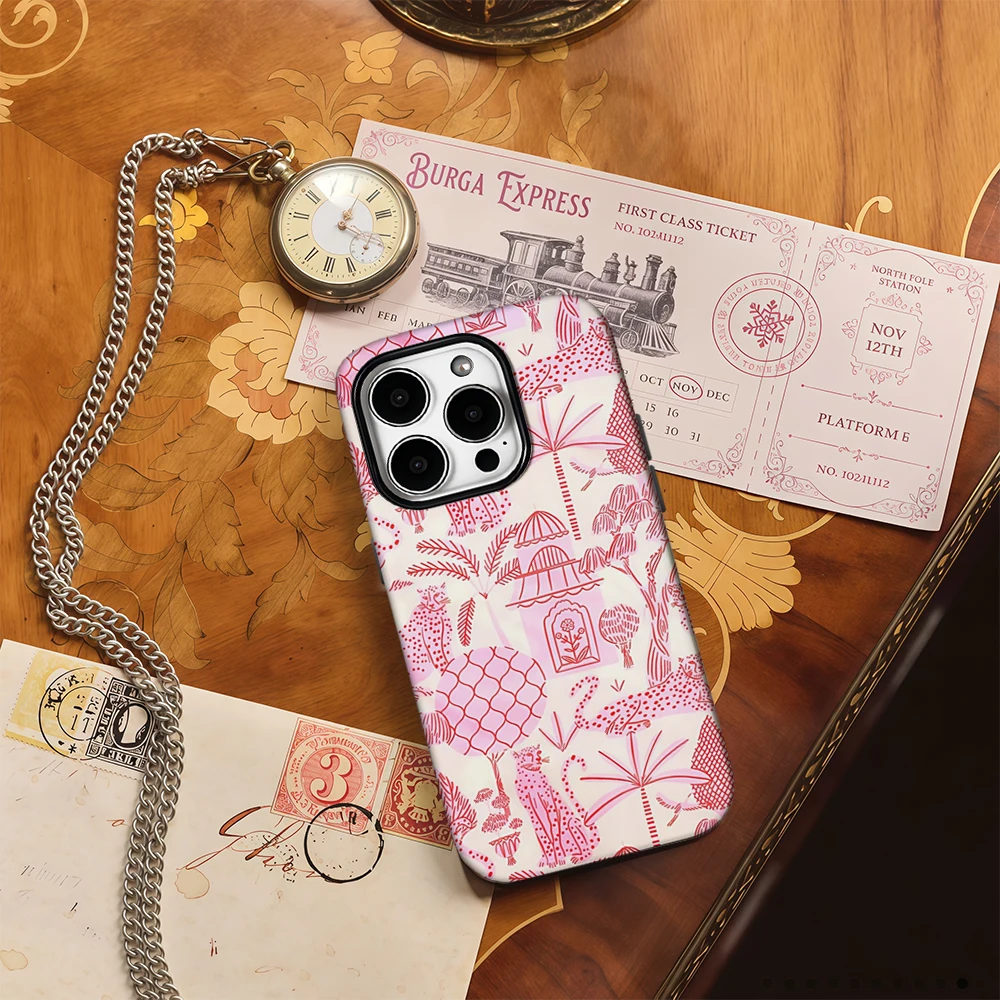 Luxury Double-Layer Cherry Paradise Pink Phone Case