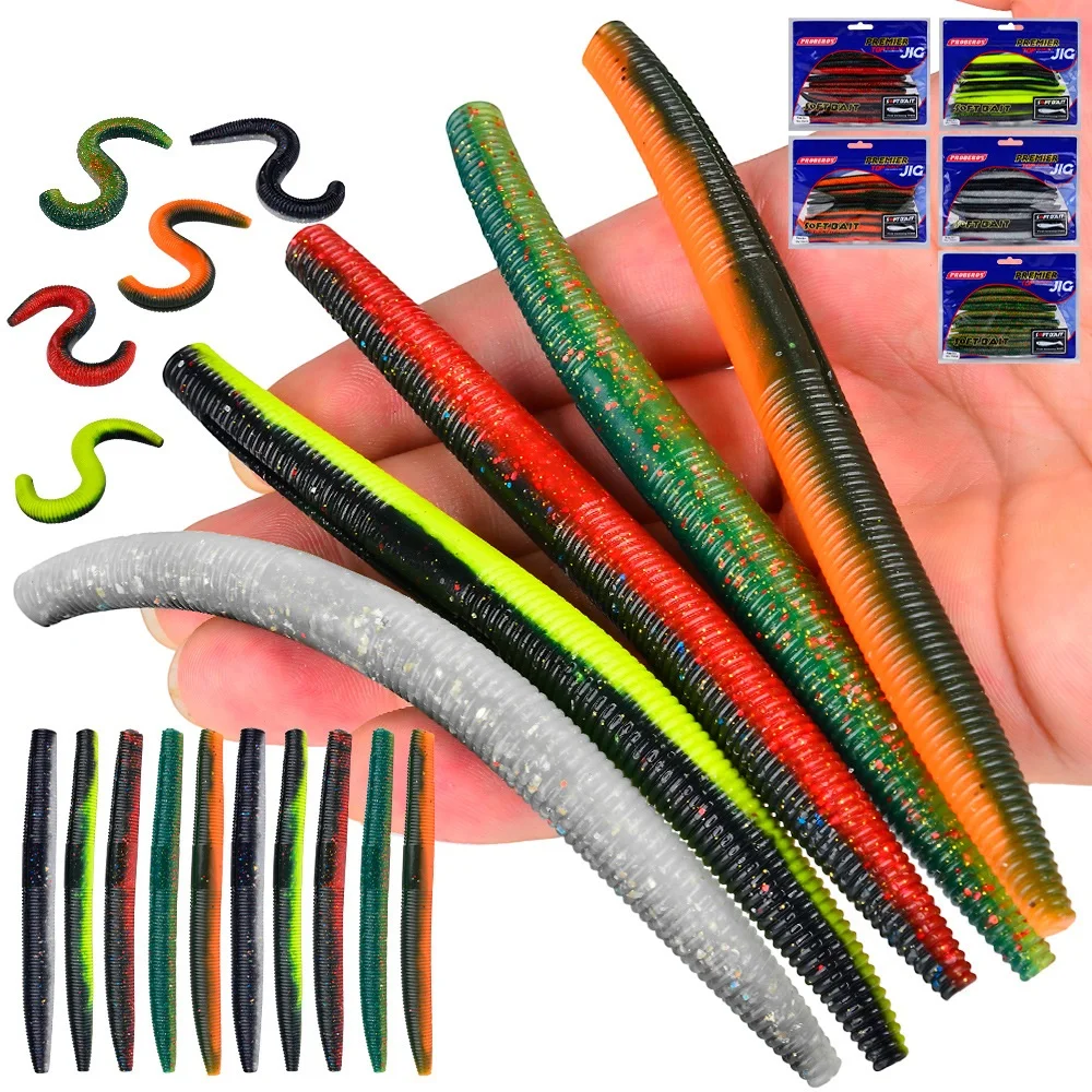 10Pcs Wurm Stick Weiche Köder 5,5-8G/10-13CM Künstliche Weiche Köder Angeln Lockt salzwasser Pesca Angeln Zubehör Großhandel