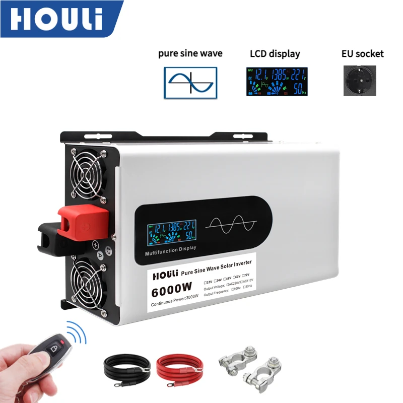 Houli Inverter 12V 220V 5000W 6000W Inversor 24V 220V Onda Pura Convertisseurs 12V 220V