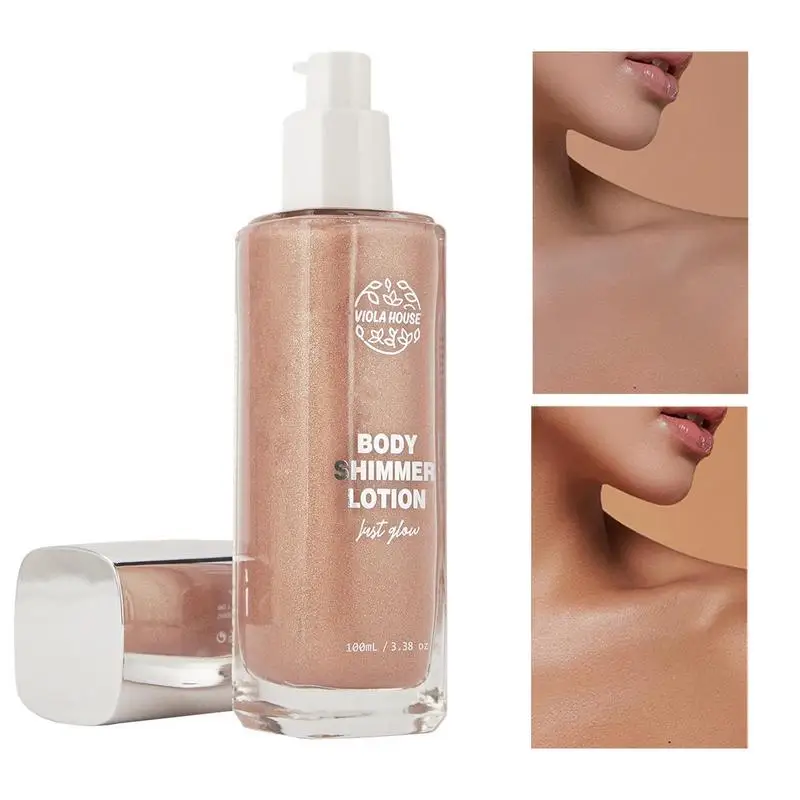 Shimmer Body Lotion Moisturizing Summer Body Highlighter Shimmer 100ml Non-sticky Glitter Lotion Non-Greasy Liquid