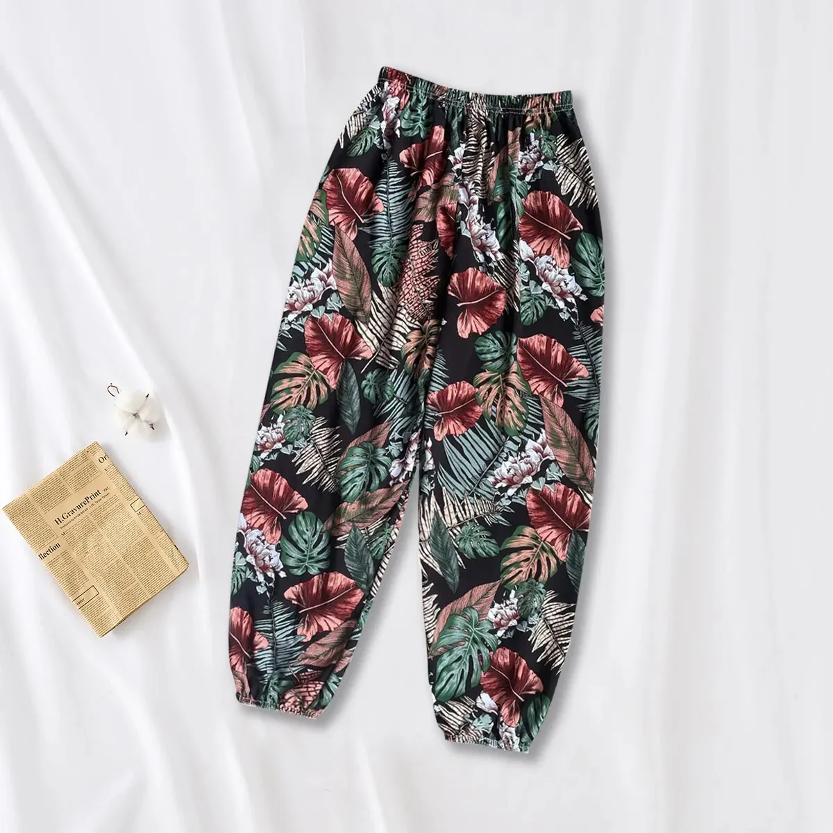 Casual Sweatpants Women Loose Cozy Elastic Waistband Feet Harem Summer Beach