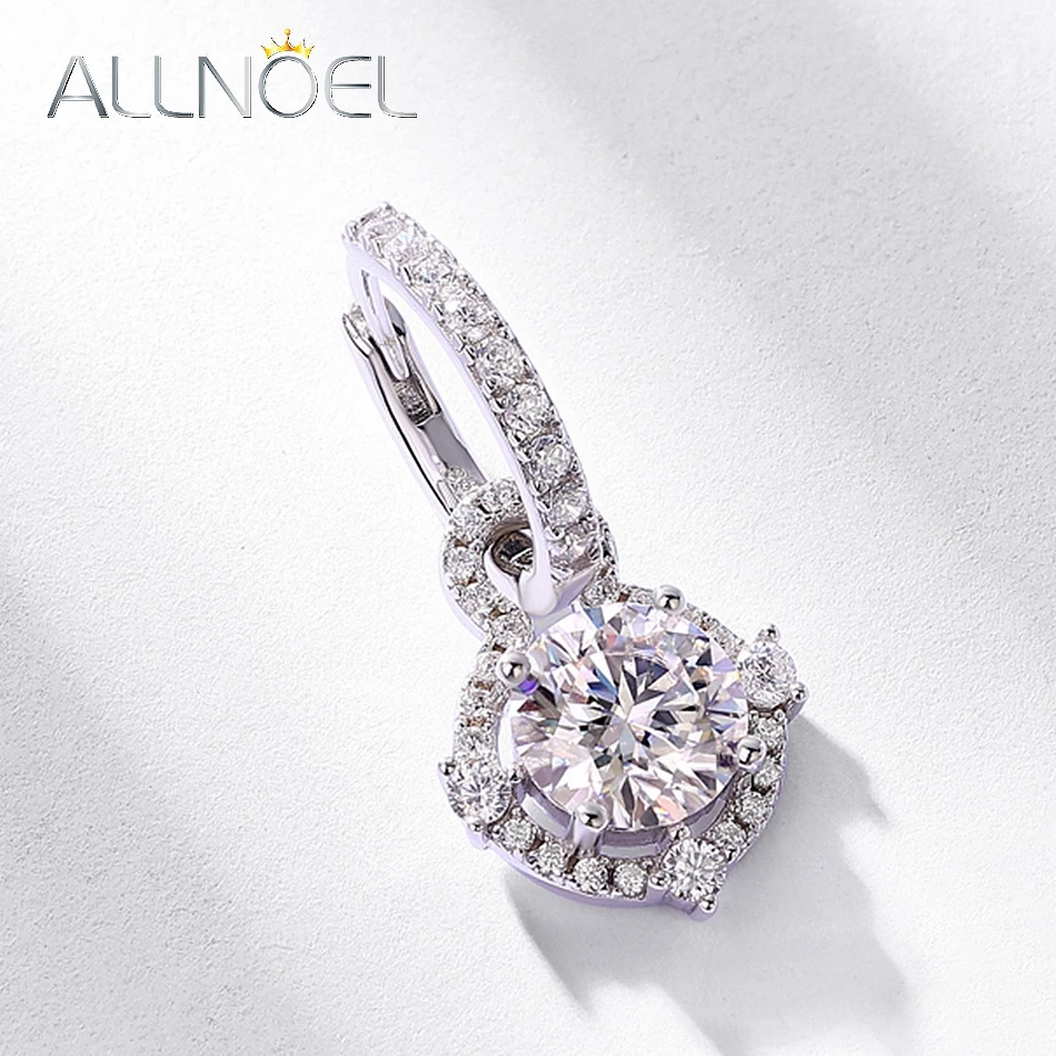ALLNOEL 925 Sterling Silver 7*7mm VVS1 D Color Moissanite Drop Earrings for Woman Certified Jewelry Wedding Gift