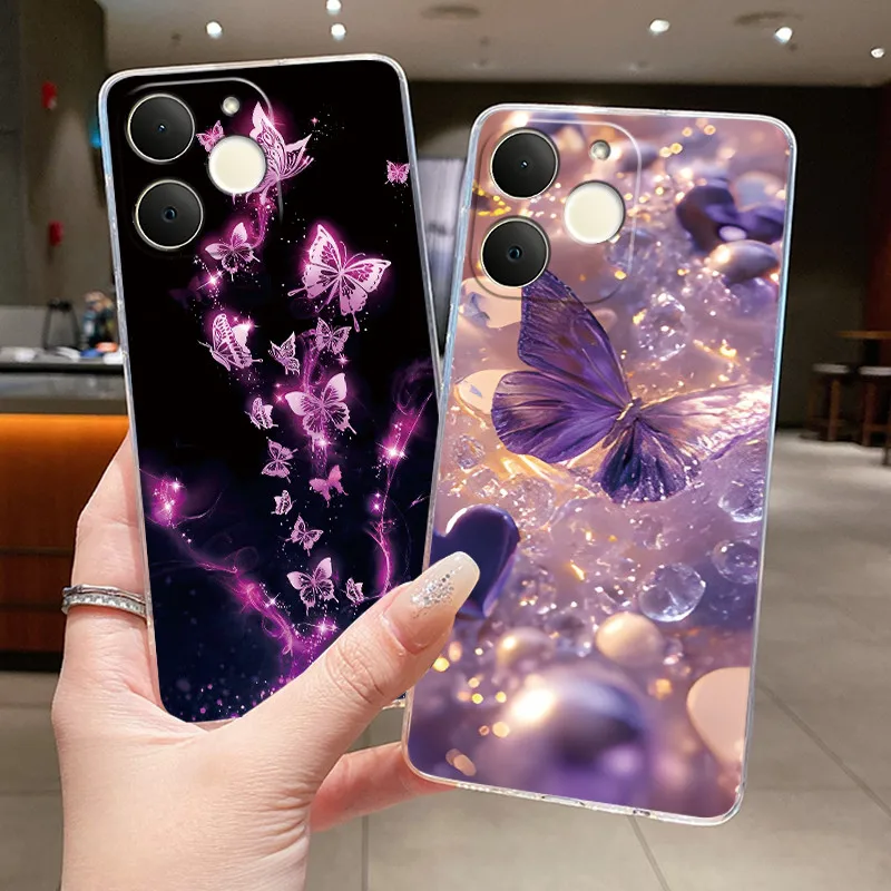 Floral Butterfly Soft Silicone Transparent Phone Case