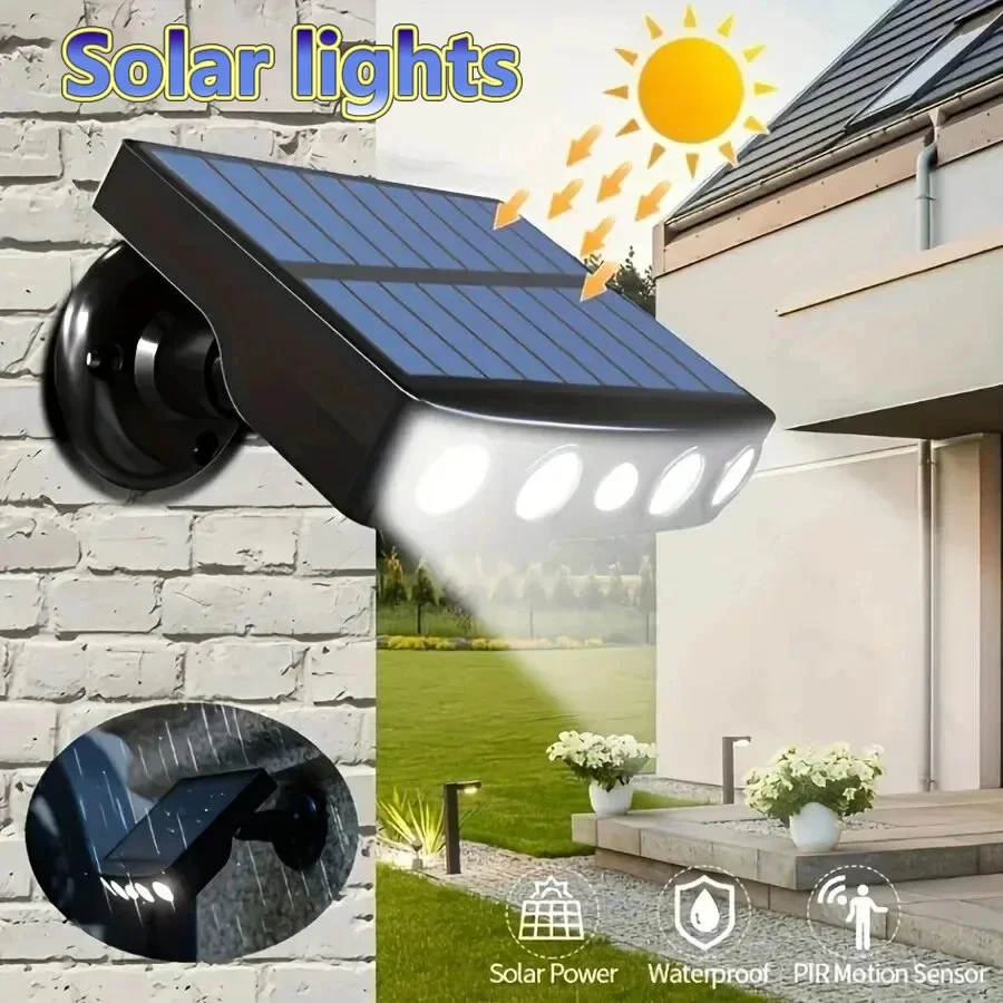 Powerful 4 LED Solar Security Lights Outdoor Decor Sensor Motion 3 Modes Street Waterproof Lamp Wall Night Work Light for Garden