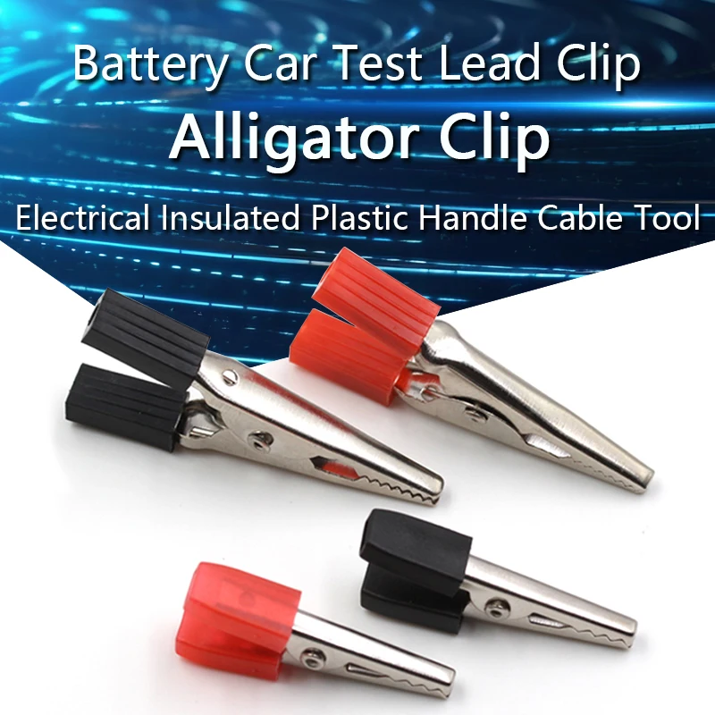 Alligator Clips Battery Clip Car Battery Test Lead Clips Electrical Insulated Crocodile Plastic Handle Cable Tool 10PCS