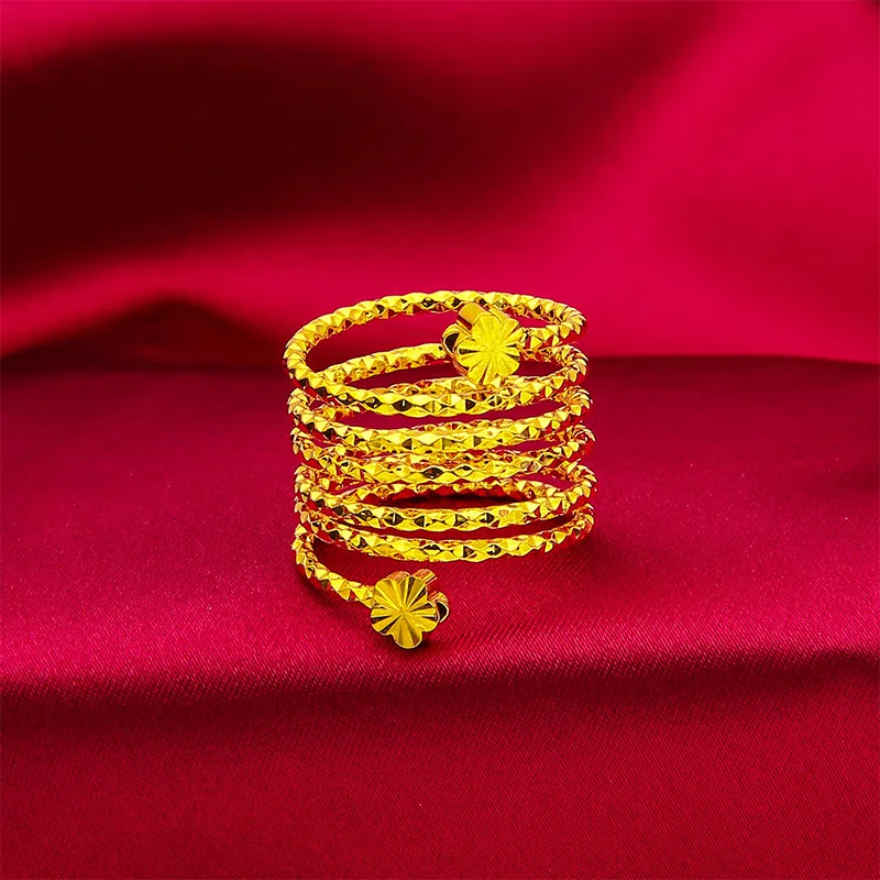 스테인레스 스틸 골드 컬러 멀티 서클 여성을위한 와이드 손가락 반지 크기 조절 Anillos 트렌디 쥬얼리 액세서리 선물