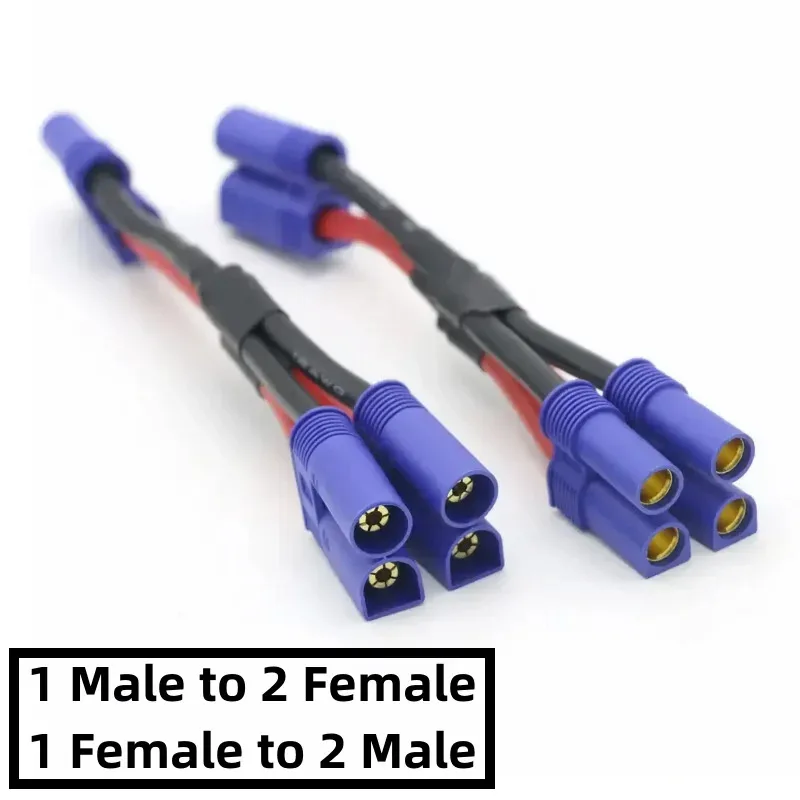 Câble parallèle EC5 12AWG 10cm pour batterie drone RC, posé à plat montrant sa longueur et ses deux extrémités.