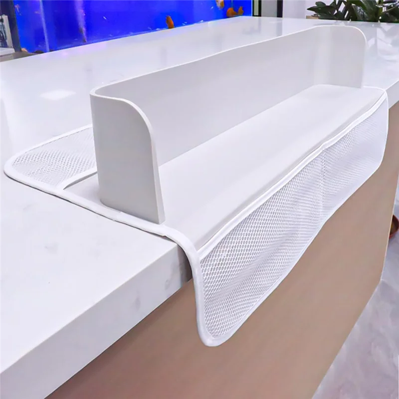 A45G-Bathroom Supplies Silicone Bathtub Toy Storage Rack With Suction Cups Splash Guard Organizer For Bathroom