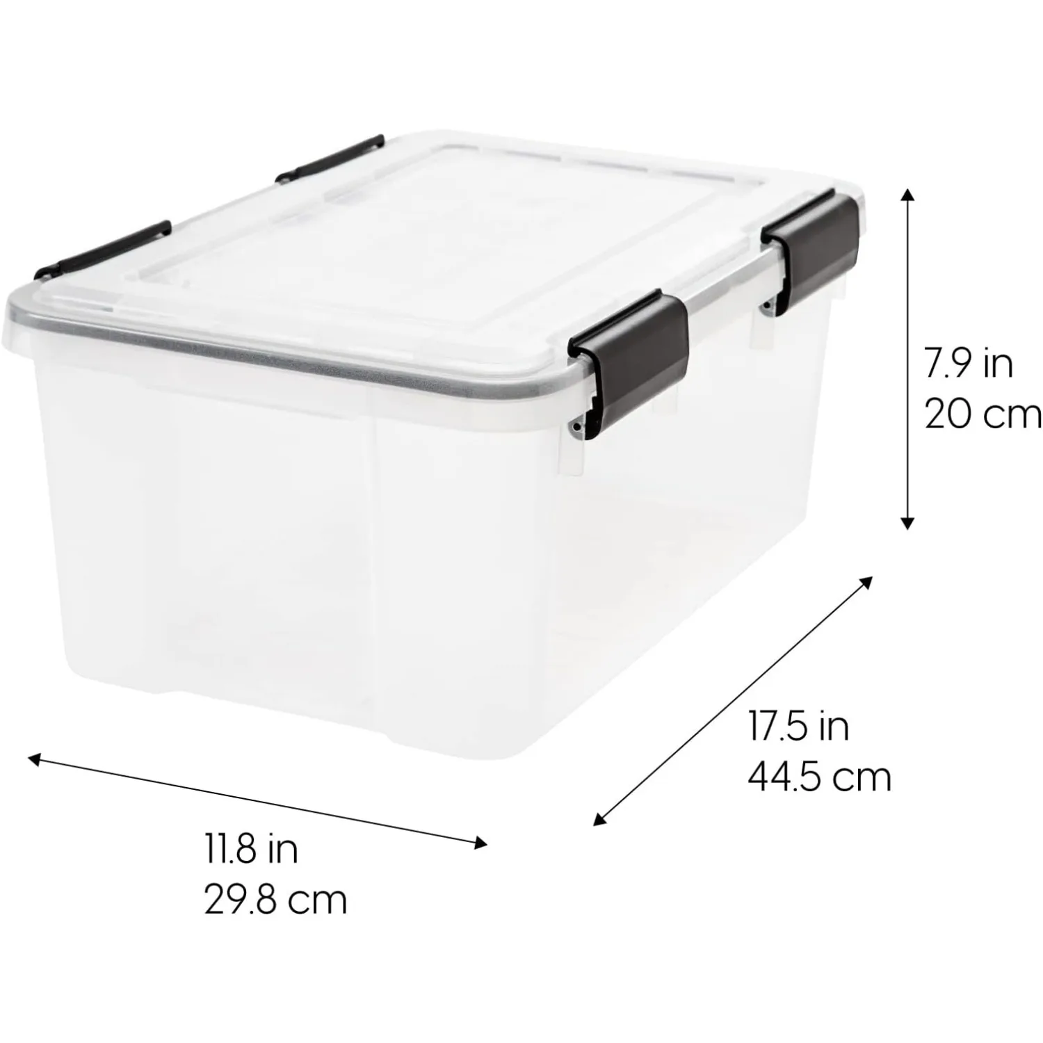 6 Pack, BPA-Free Plastic Gasket Box with Tight Latch and Seal, Stackable Nestable Tote Tub - Clear/Black 2