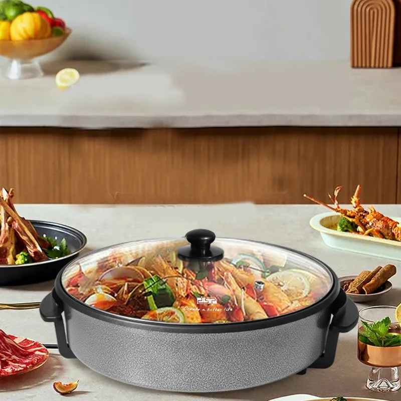 Skillet Nonstick Multifunctiona Electric Hot Pot Frying Baking Pan Grills Pizza Maker Machine Food Warmer Kitchen Appliances