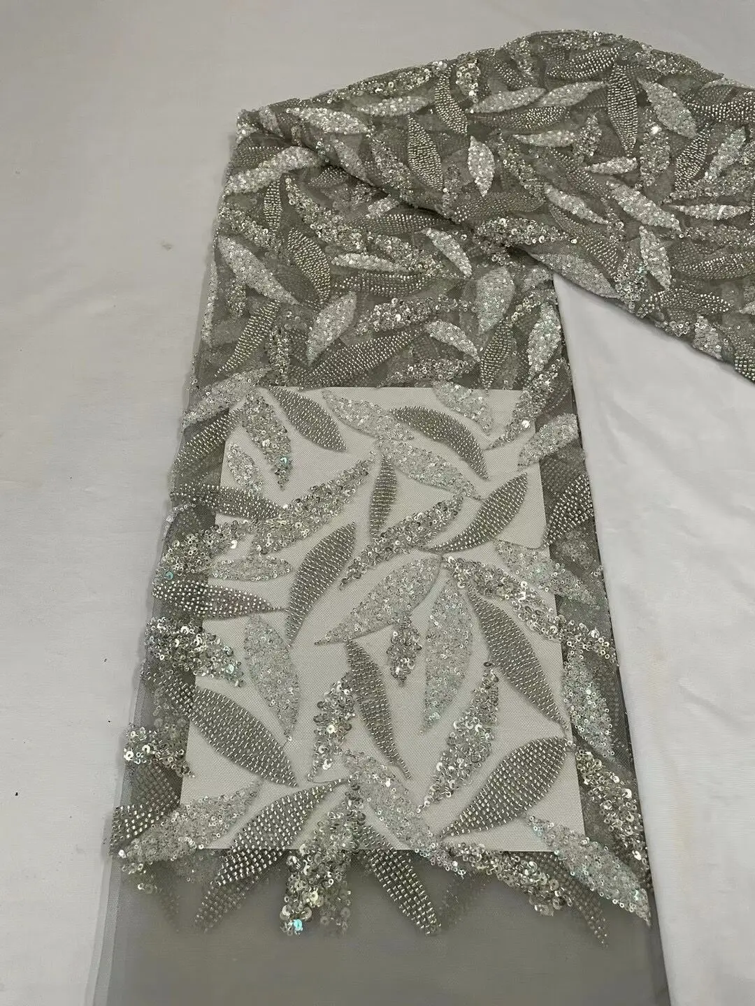 

Beads Lace Fabric Sequined French Wedding Lace Fabric L-12102813 Sequin Beaded Lace Fabric Bridal