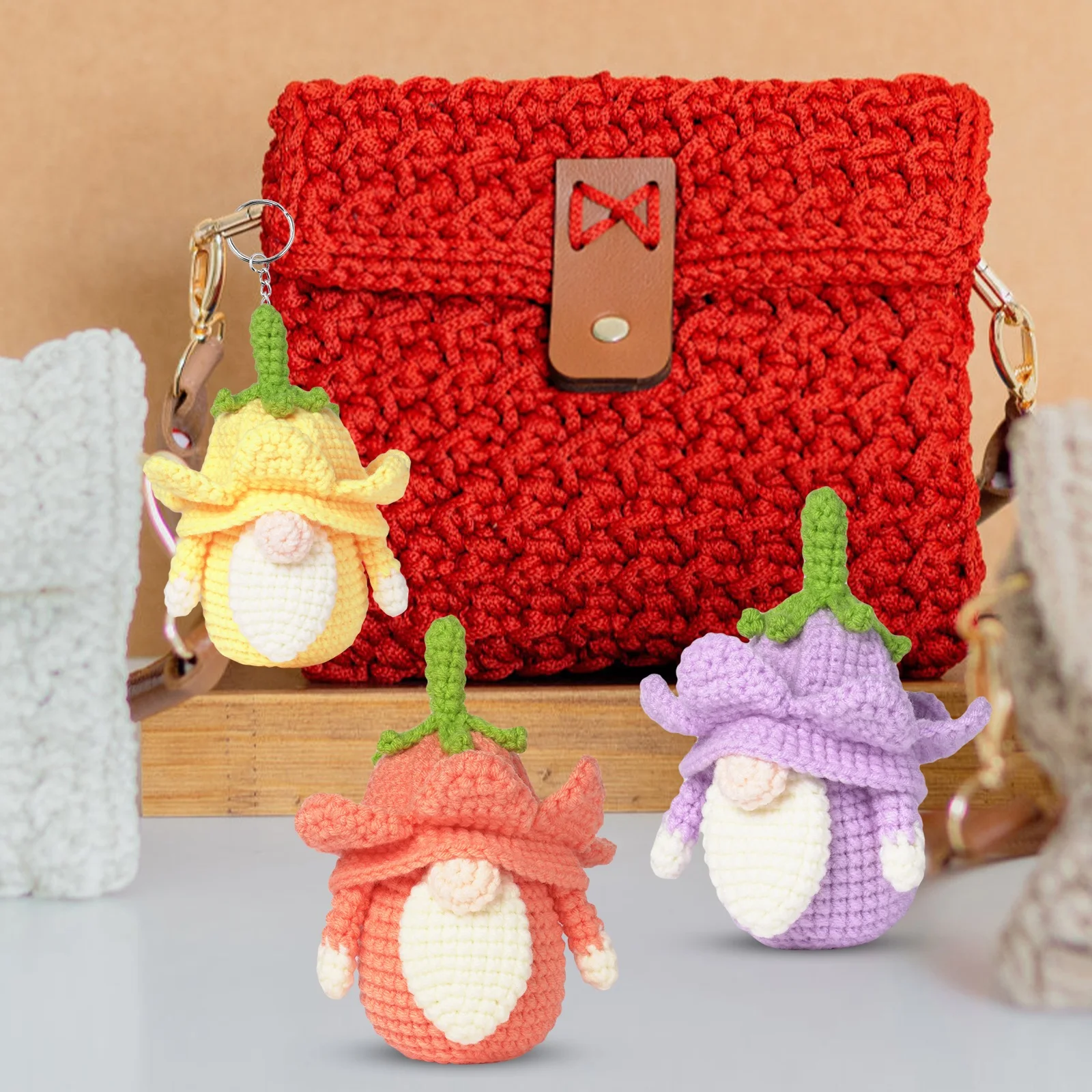 3Pcs Handmade DIY Crochet Knitting Kit Wool Yarn Thread Crochet Material Kit Gift For Girl Beginner Pendant Dolls