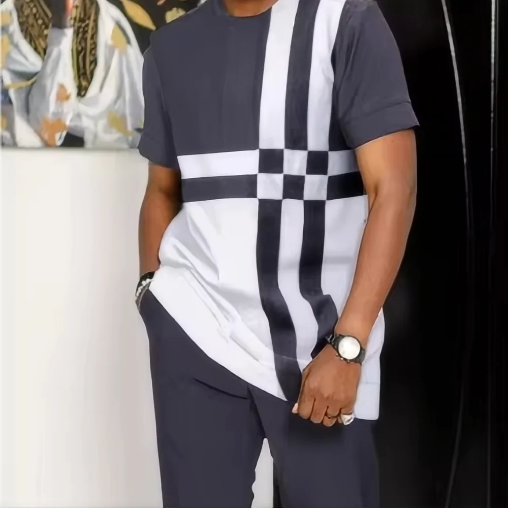 Casual summer short sleeve suit design with high-definition graphic print.