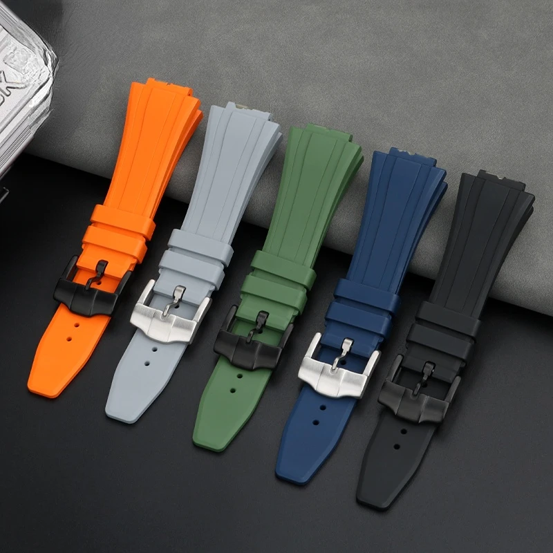 Silicone Fluorine Rubber Watch Strap with Stainless Steel Buckle - Premium Accessory