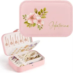 Elegant Personalized Purple Flower Jewelry Box with Custom Name - Perfect Gift (Pink - style 4)