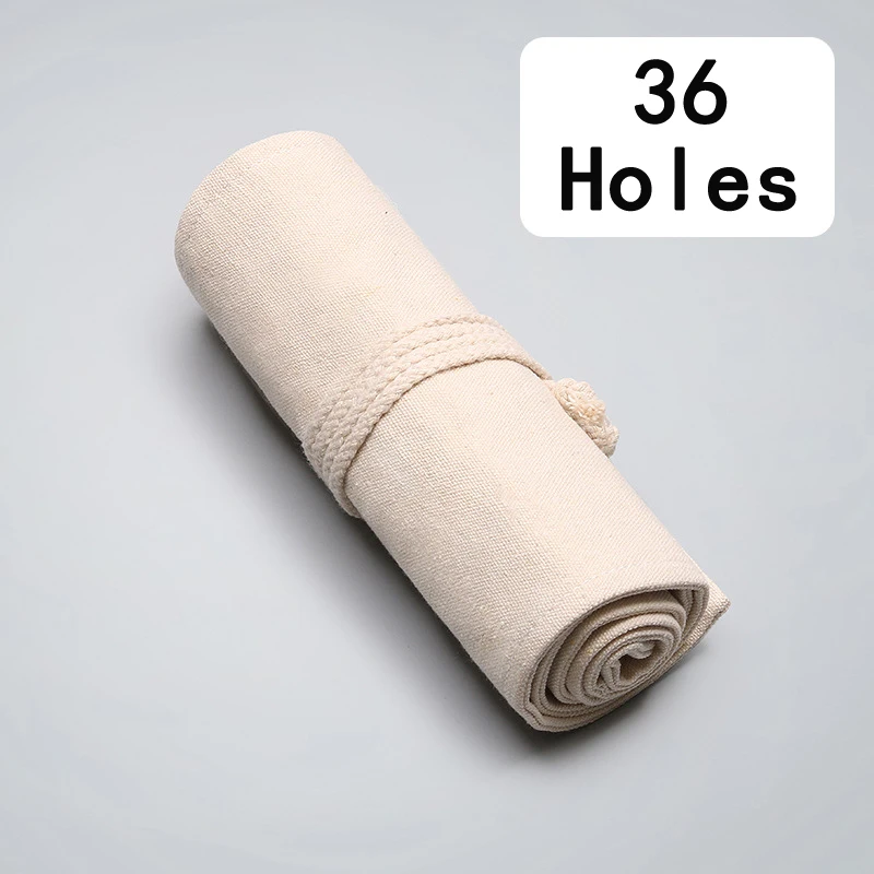 Natural Canvas Pencil Case Roll Up Pen Holder Case for Colored Pencils Multi-purpose Pouch Art Organizer for Artist Pencil Wrap