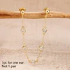 1 pièce 14K plaqué or cheval oeil chaîne gland Zircon boucles d'oreilles pour femmes géométrique minimalisme boucles d'oreilles bijoux accessoires