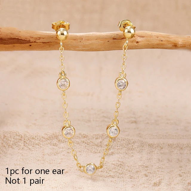 1 pièce 14K plaqué or cheval oeil chaîne gland Zircon boucles d'oreilles pour femmes géométrique minimalisme boucles d'oreilles bijoux accessoires