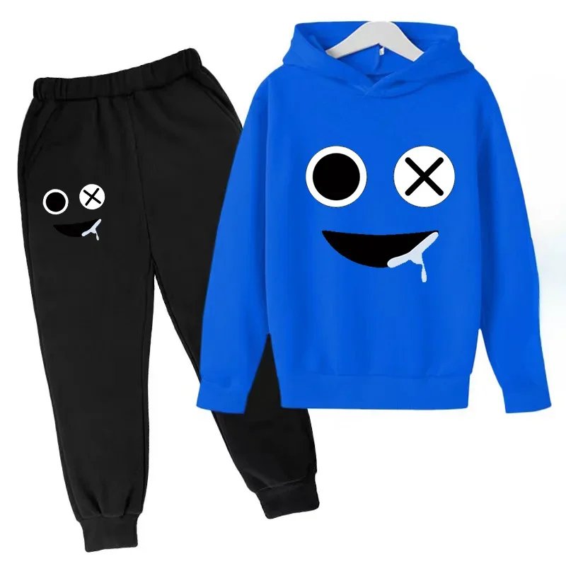 thumbnail image 1 of Sudadera con capucha y pantalón con estampado de cara sonriente para niños, traje de 2 piezas, ropa de moda para niños y niñas, sudadera, conjunto deportivo para bebés y adolescentes, 1 of 5