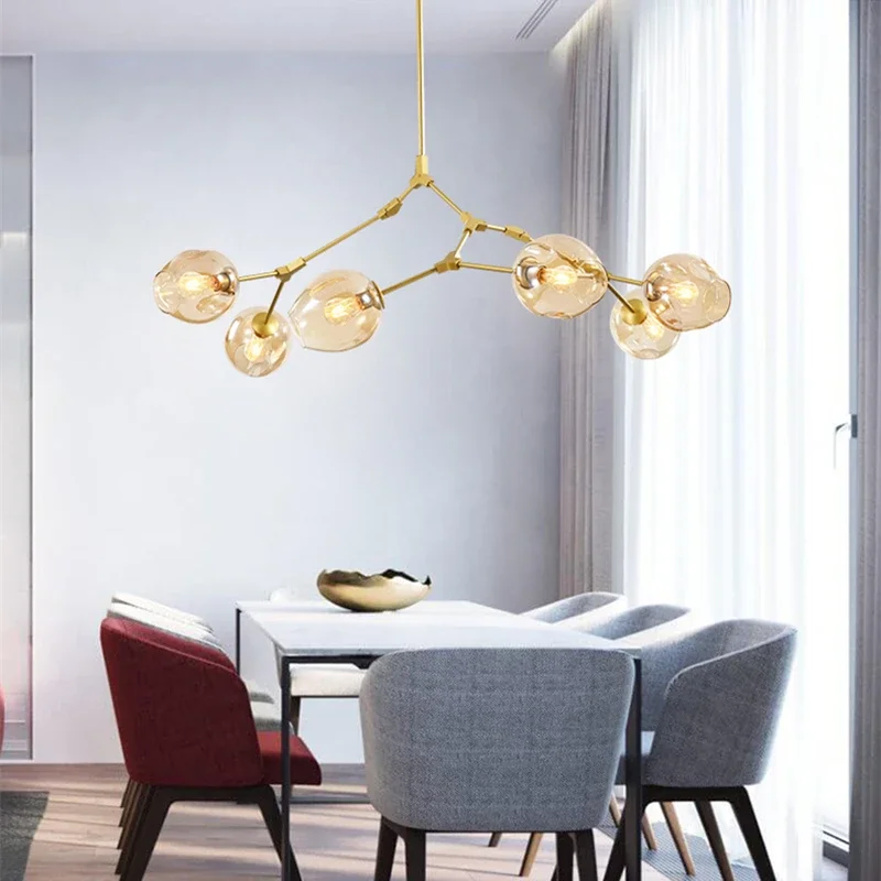 LED Ceiling Chandelier Italy Designer Magic Bean Branching Multi Color Glass Lampshade Suspension Lighting Kitchen Dining Island