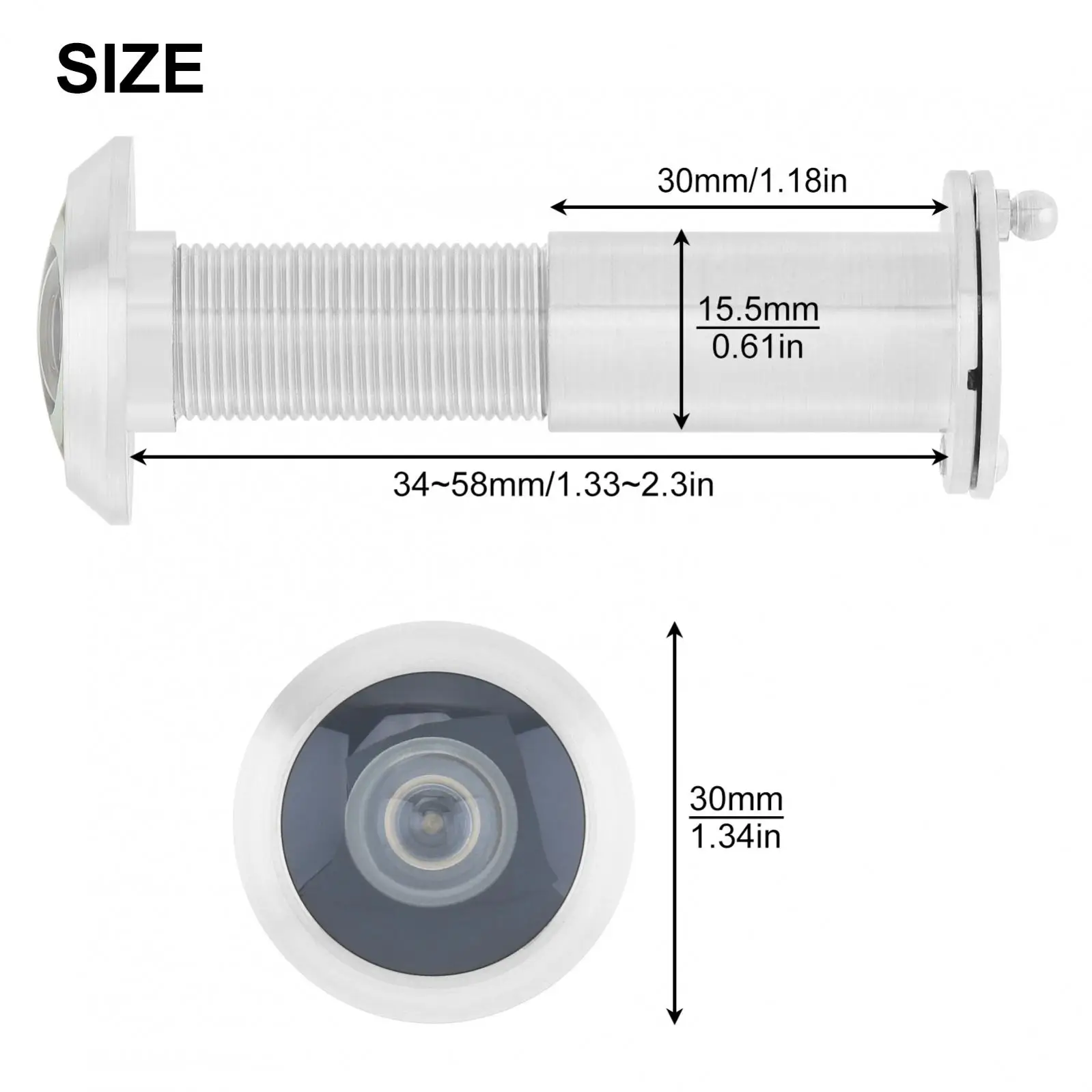 Visualizador de Porta de Alta Definição com Cobertura Rotativa, Espessura de 1,33 a 2,3in Porta, Home Office e Hotel, 16mm