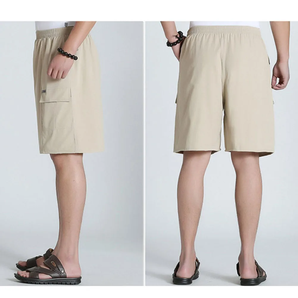 

Шорты мужские с эластичным поясом, повседневные походные короткие штаны, свободные мужские быстросохнущие, с несколькими карманами, доступная цена