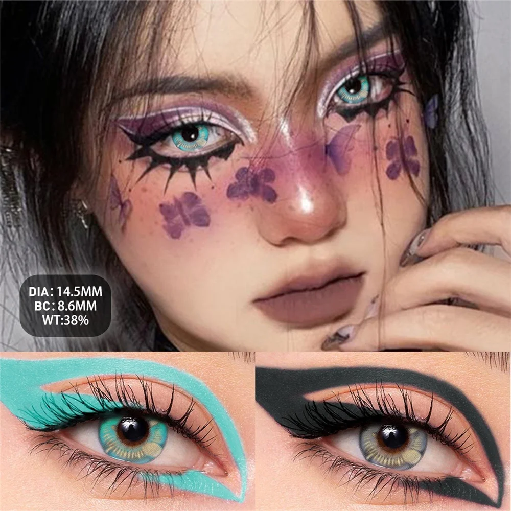 Vibrant Anime-Inspired Colored Contact Lenses - Yellow, Hazel, Brown, Green & Gray