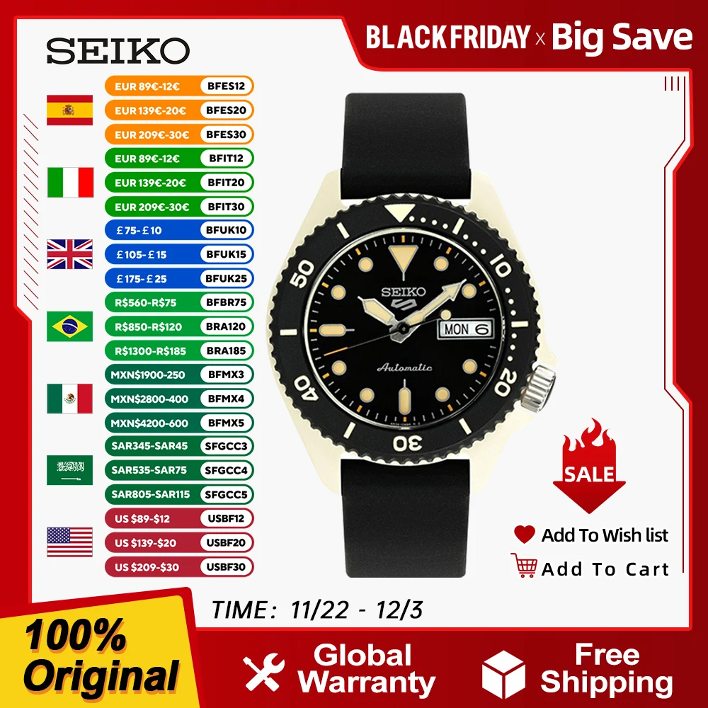Mechanical Watch Original SEIKO 5 For Men Automatic Waterproof Luminous Fashion Sport Watch Japanese Reloj Hombre