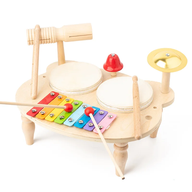 

Baby Montessori Wooden Instrument Multi-functional Percussion Instrument Piano Drums Music Educational Toy Gift