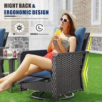 Foldable 3-Piece Patio Bistro Set with Folding Rattan Chairs and Round Table - Small Outdoor Furniture for Balcony, Garden, 2