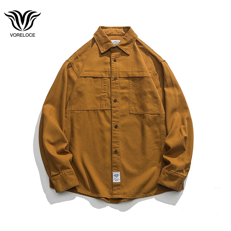 

2022 autumn brand new Japanese retro cargo shirt ins hip-hop high street men's casual clothing loose cotton long-sleeved shirt