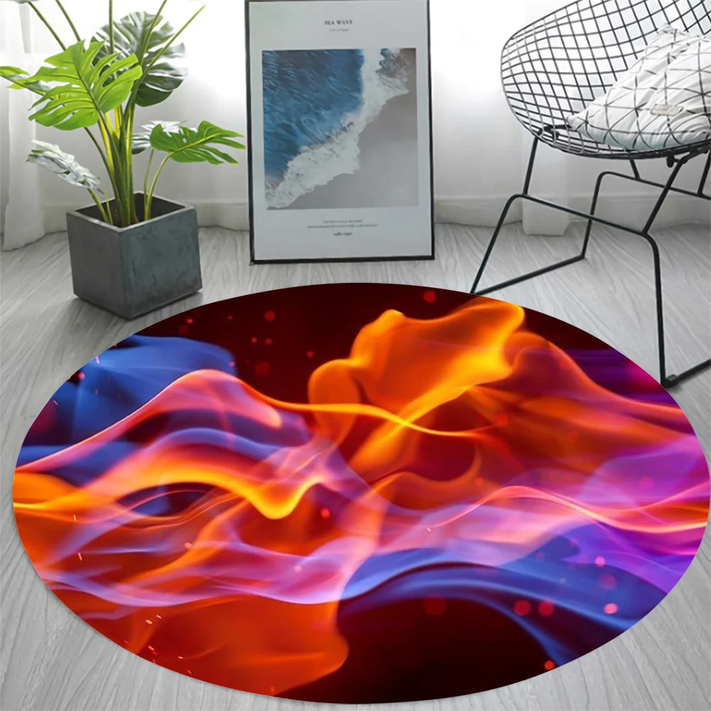 

CLOOCL Popular 2022 Flannel Round Carpet Beautiful Flame Pattern 3D Printed Dirty Durable Non-slip Living Room Bedroom Carpet